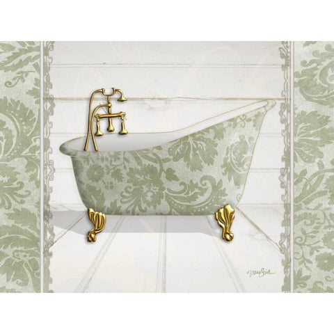 Damask Tub 1 Gold Ornate Wood Framed Art Print with Double Matting by Stimson, Diane