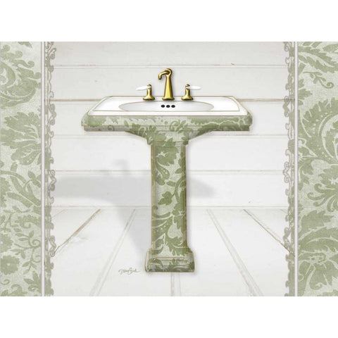 Damask Sink 1 Black Modern Wood Framed Art Print with Double Matting by Stimson, Diane