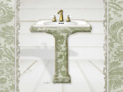 Damask Sink 1 White Modern Wood Framed Art Print with Double Matting by Stimson, Diane