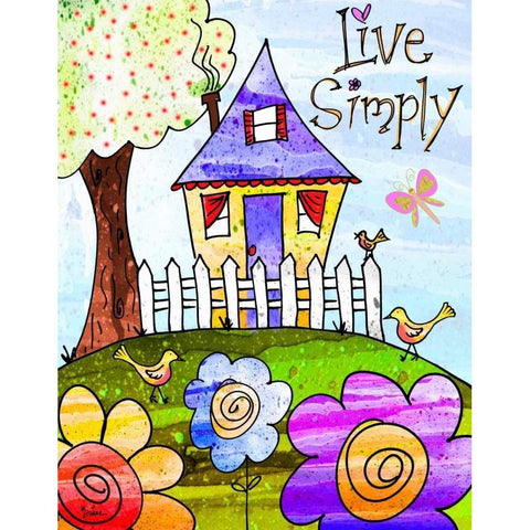 Live Simply White Modern Wood Framed Art Print by Stimson, Diane