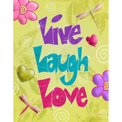 Live Laugh Love Black Modern Wood Framed Art Print with Double Matting by Stimson, Diane