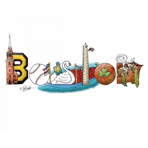 Boston Black Modern Wood Framed Art Print with Double Matting by Stimson, Diane