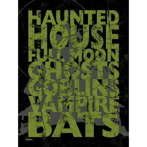 Haunted House Black Modern Wood Framed Art Print with Double Matting by Stimson, Diane