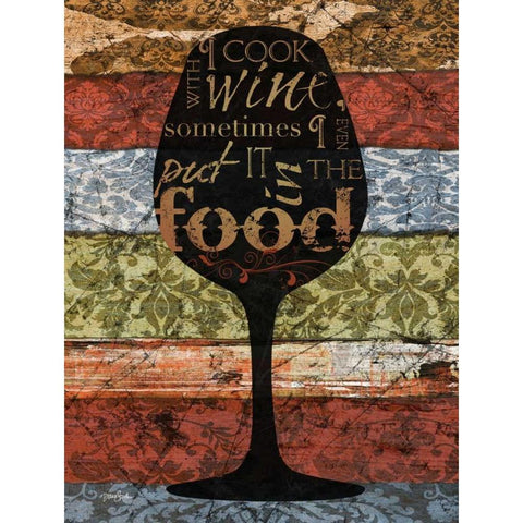 Cook With Wine Black Modern Wood Framed Art Print with Double Matting by Stimson, Diane