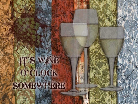 Glass Wine O Clock Black Ornate Wood Framed Art Print with Double Matting by Stimson, Diane