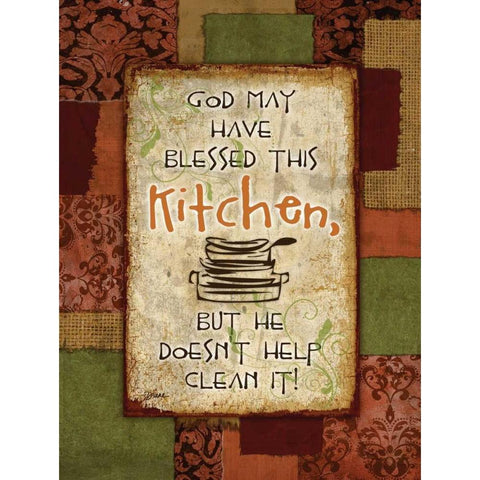 Patch Work Blessed Gold Ornate Wood Framed Art Print with Double Matting by Stimson, Diane