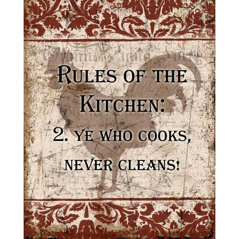 Rules Of Kitchen 2 White Modern Wood Framed Art Print by Stimson, Diane