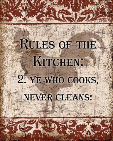 Rules Of Kitchen 2 White Modern Wood Framed Art Print with Double Matting by Stimson, Diane