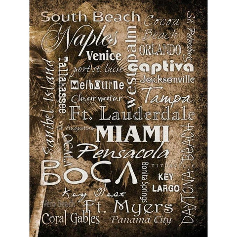 FL Cities Brown White Modern Wood Framed Art Print by Stimson, Diane