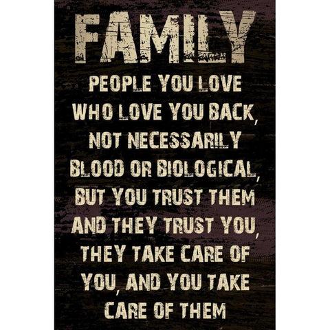 Family Grunge Black Modern Wood Framed Art Print with Double Matting by Stimson, Diane