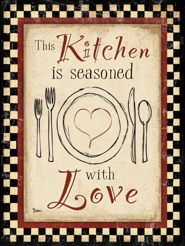 Kitchen Love Vert Black Ornate Wood Framed Art Print with Double Matting by Stimson, Diane