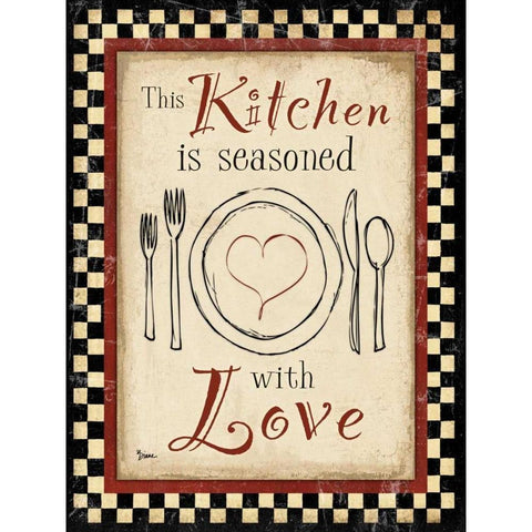 Kitchen Love Vert Black Modern Wood Framed Art Print with Double Matting by Stimson, Diane