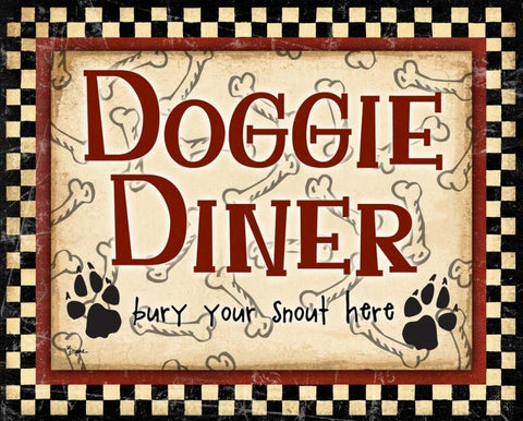 Doggie Diner Black Ornate Wood Framed Art Print with Double Matting by Stimson, Diane