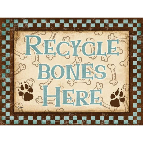 Recycle Bones Blue Black Modern Wood Framed Art Print with Double Matting by Stimson, Diane