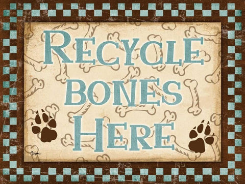 Recycle Bones Blue White Modern Wood Framed Art Print with Double Matting by Stimson, Diane