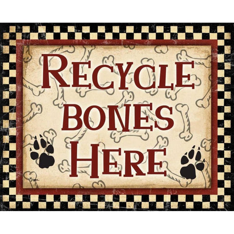 Recycle Bones Black Modern Wood Framed Art Print by Stimson, Diane