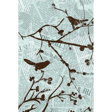 Bird Branches A Black Modern Wood Framed Art Print with Double Matting by Stimson, Diane