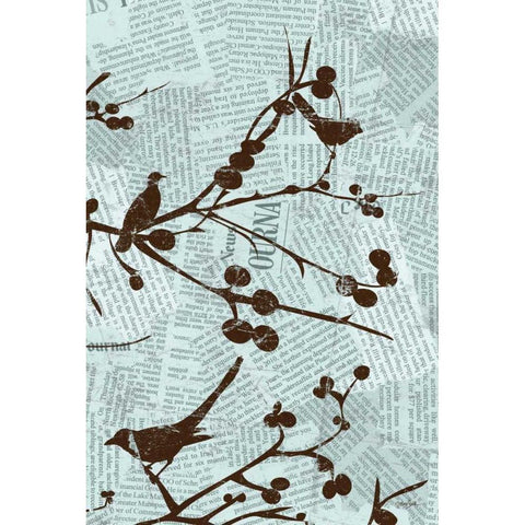 Bird Branches B Gold Ornate Wood Framed Art Print with Double Matting by Stimson, Diane