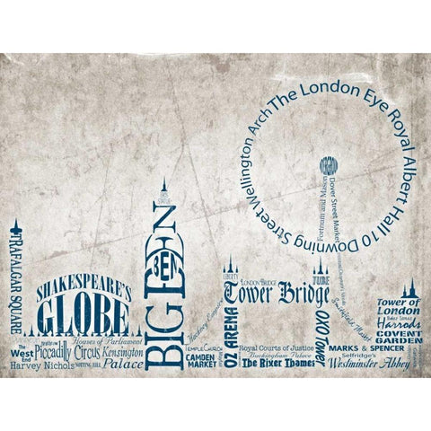 London Skyline White Modern Wood Framed Art Print by Stimson, Diane