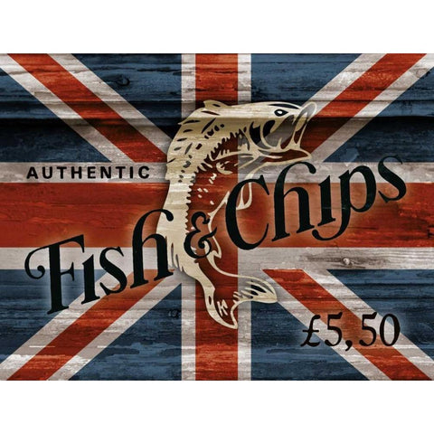 Fish N Chips White Modern Wood Framed Art Print by Stimson, Diane