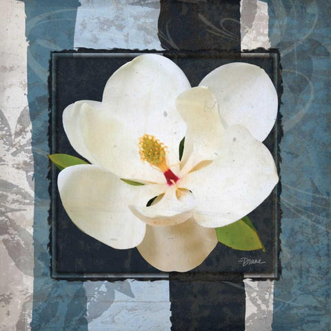 Magnolia Blues White Modern Wood Framed Art Print by Stimson, Diane