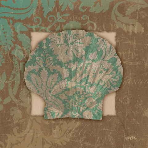 Damask Shell 1 Black Modern Wood Framed Art Print by Stimson, Diane