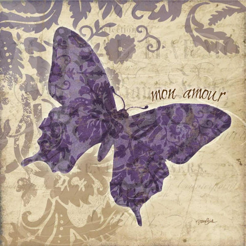 Mon Amour Bfly White Modern Wood Framed Art Print with Double Matting by Stimson, Diane