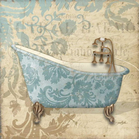 Tub Damask 1 Black Modern Wood Framed Art Print with Double Matting by Stimson, Diane