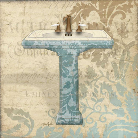 Sink Damask 1 White Modern Wood Framed Art Print by Stimson, Diane