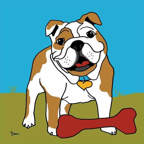 Bulldog 1 White Modern Wood Framed Art Print with Double Matting by Stimson, Diane