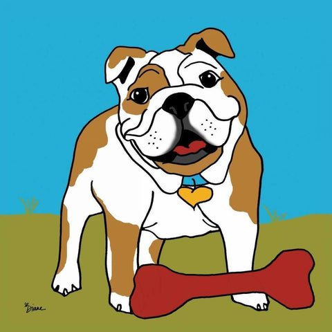 Bulldog 1 White Modern Wood Framed Art Print by Stimson, Diane