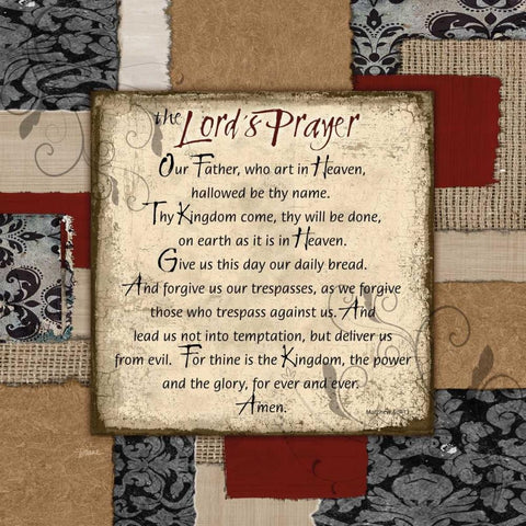 Patchwork Lords Prayer White Modern Wood Framed Art Print by Stimson, Diane