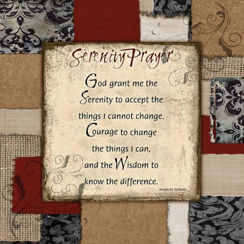 Patchwork Serenity Prayer White Modern Wood Framed Art Print by Stimson, Diane