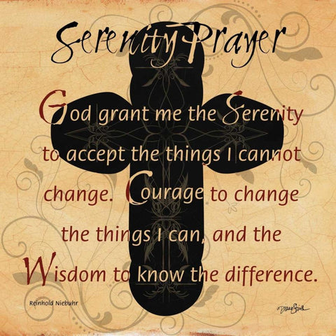 Serenity Prayer Cross Black Modern Wood Framed Art Print with Double Matting by Stimson, Diane