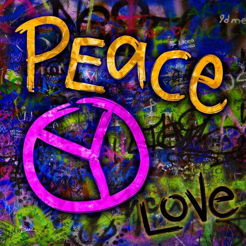 Graffiti Peace White Modern Wood Framed Art Print with Double Matting by Stimson, Diane