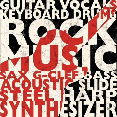 Rock Music 1 White Modern Wood Framed Art Print by Stimson, Diane