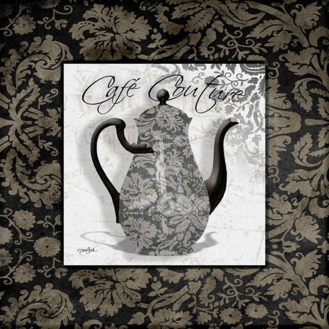 Gray Cafe Black Ornate Wood Framed Art Print with Double Matting by Stimson, Diane