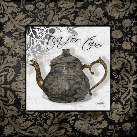 Tea Damask Black Modern Wood Framed Art Print with Double Matting by Stimson, Diane