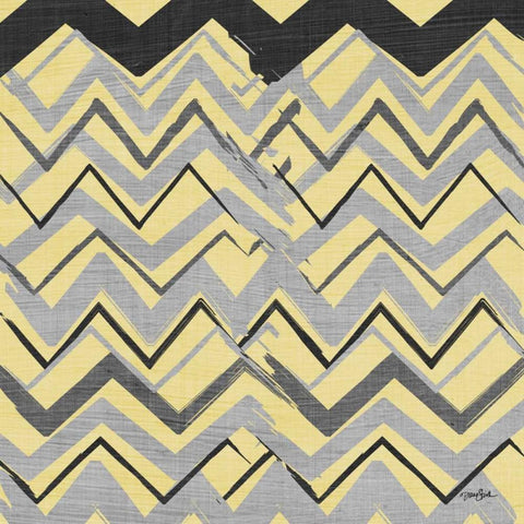 Yel Gray Stripes 1 Gold Ornate Wood Framed Art Print with Double Matting by Stimson, Diane