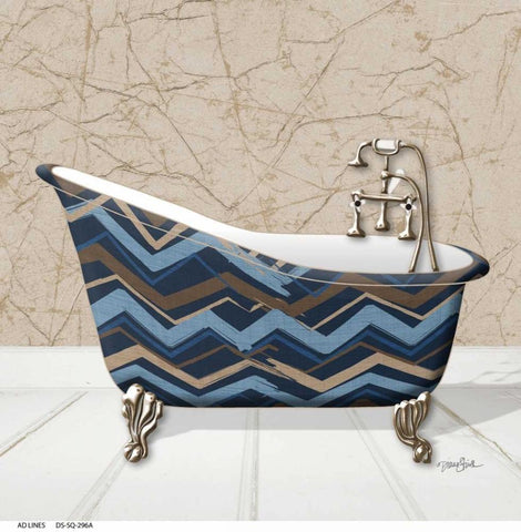 Chevron Tub 1 White Modern Wood Framed Art Print with Double Matting by Stimson, Diane