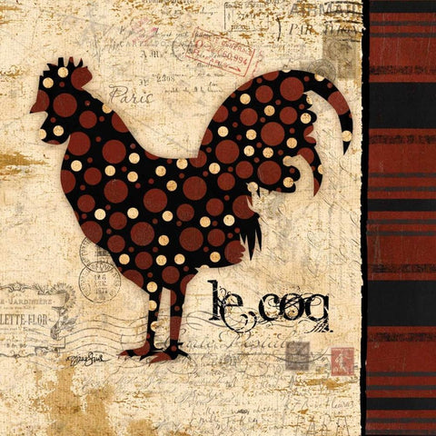 Le Coq Black Ornate Wood Framed Art Print with Double Matting by Stimson, Diane