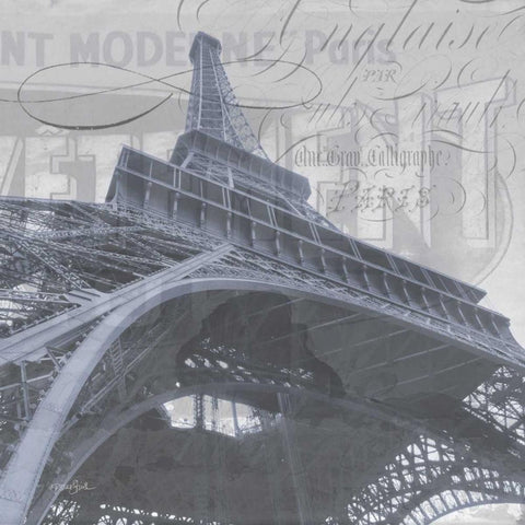 Saumur Eiffel Black Modern Wood Framed Art Print with Double Matting by Stimson, Diane