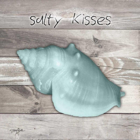 Salty Kisses Aqua Shell White Modern Wood Framed Art Print with Double Matting by Stimson, Diane