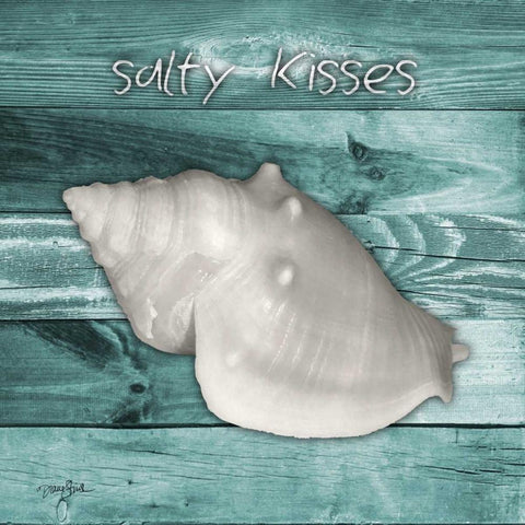 Salty Kisses Aqua Boards Gold Ornate Wood Framed Art Print with Double Matting by Stimson, Diane