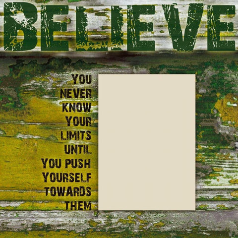 Believe Grunge Black Modern Wood Framed Art Print with Double Matting by Stimson, Diane