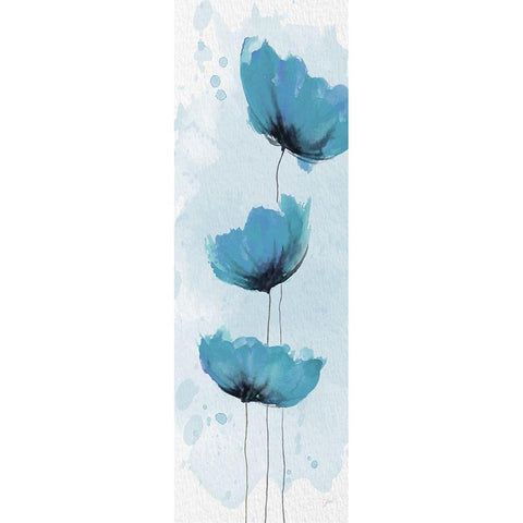 Blue Poppies 1 Gold Ornate Wood Framed Art Print with Double Matting by Stimson, Diane