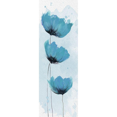 Blue Poppies 2 Black Modern Wood Framed Art Print with Double Matting by Stimson, Diane