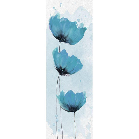 Blue Poppies 2 Gold Ornate Wood Framed Art Print with Double Matting by Stimson, Diane