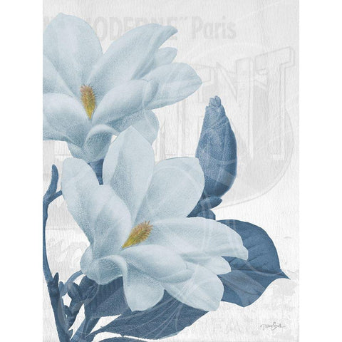 Magnolia Blues 1 White Modern Wood Framed Art Print by Stimson, Diane