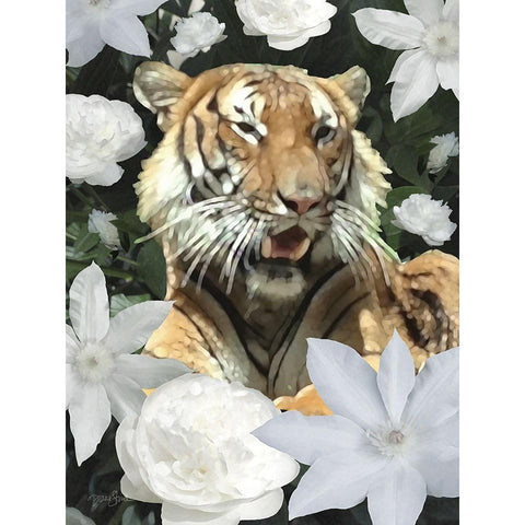 Floral Tiger Gold Ornate Wood Framed Art Print with Double Matting by Stimson, Diane